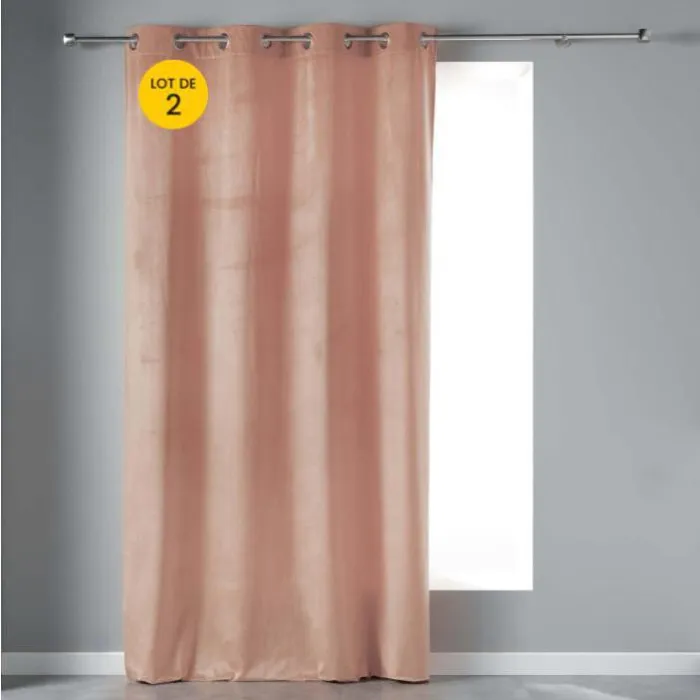 Lot de 2 Rideaux Tamisants 140 x 240 cm Velours Doux Velvetine Dragée