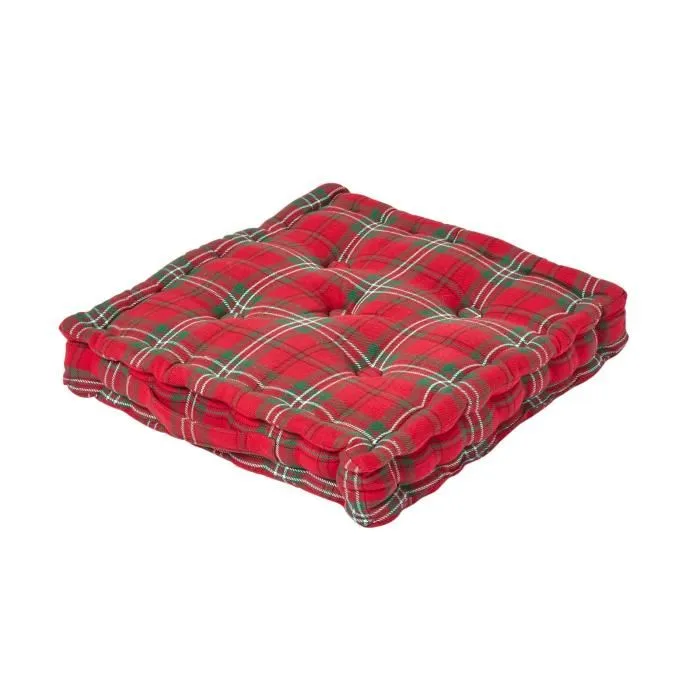Coussin De Sol Rouge Tartan Écossais 40x40cm - Homescapes