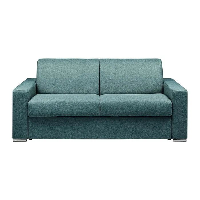 Canapé 3 places convertible express en tissu chiné bleu - Couchage 140 cm - Matelas 18 cm CALITO