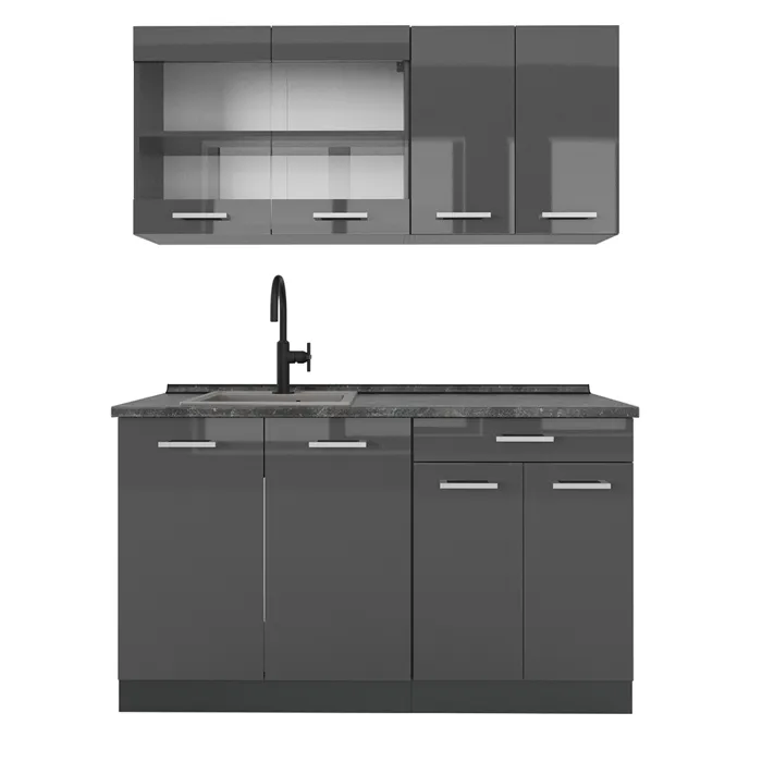 Vicco Cuisine Anthracite brillant/anthracite 140cm, PT Anthracite