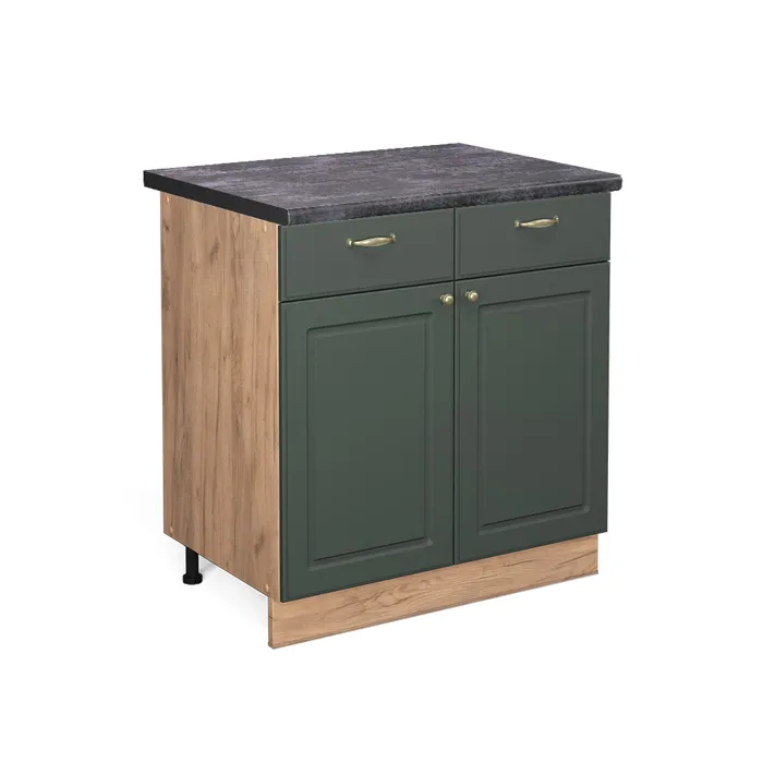 Vicco Meuble cuisine Vert Or Campagne/Chêne doré 80cm plan de travail Anthracite