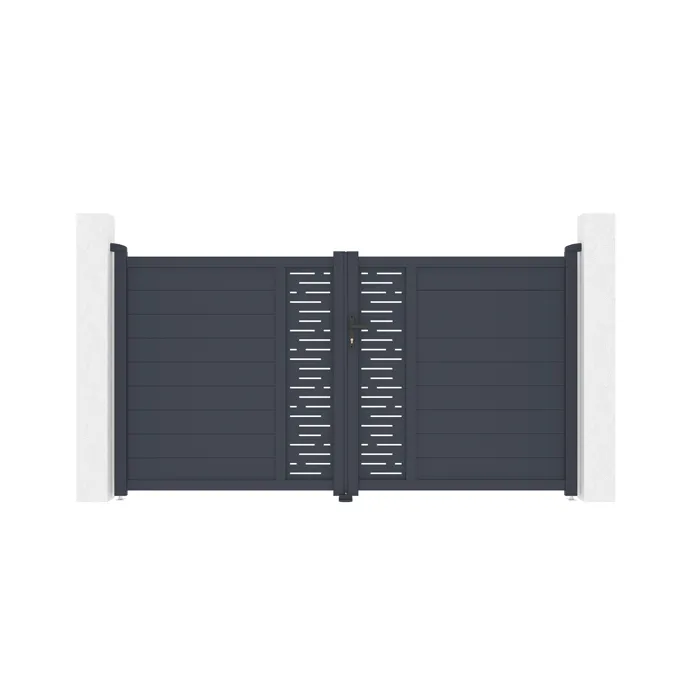 Portail battant 3m ARLBERG H.160cm + Portillon 1m ARLBERG H.160cm aluminium gris
