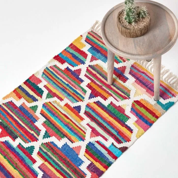 Tapis Kilim En Coton Chindi À Motif Géométrique Multicolore Amsterdam 66x200cm - Homescapes