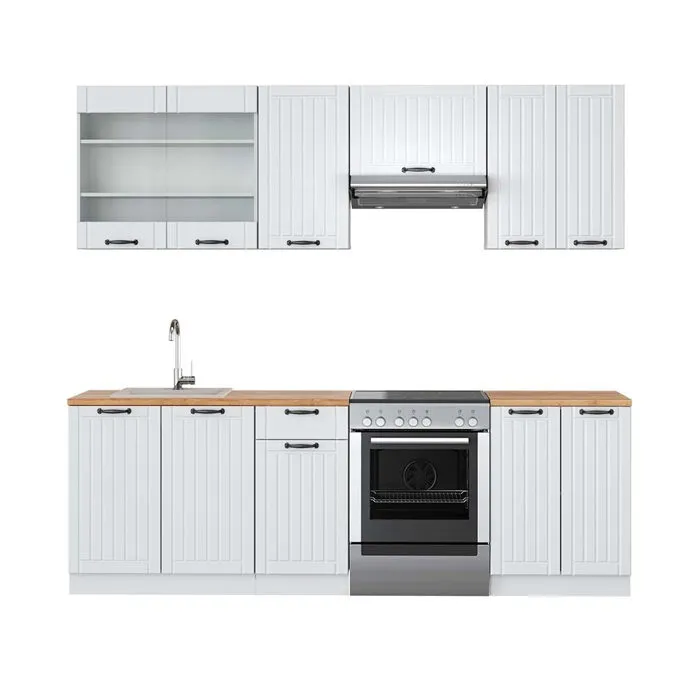 Vicco Cuisine Blanc campagne/blanc 240cm, PT Chêne