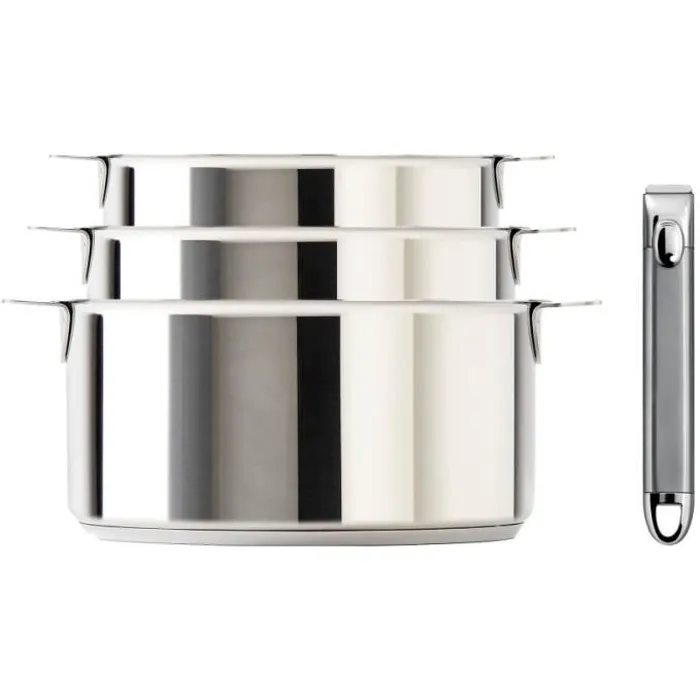 Set de 3 casseroles inox MUTINE amovible 16/18/20cm + 1 poignée inox Zénith 2