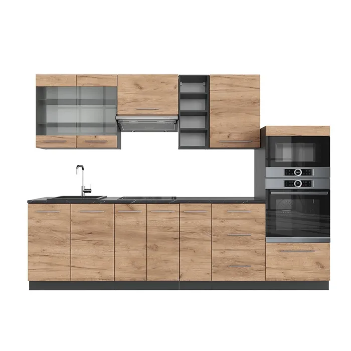 Vicco Cuisine Chêne doré/anthracite 280cm sans PT