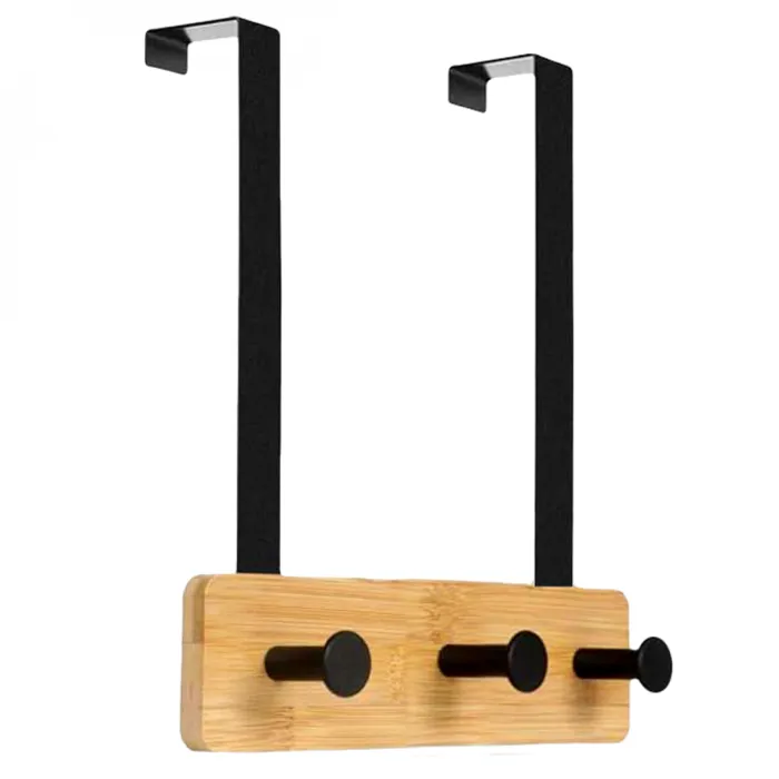 Porte manteau suspendu, crochet de porte - Bois - 3 crochets - Vivezen