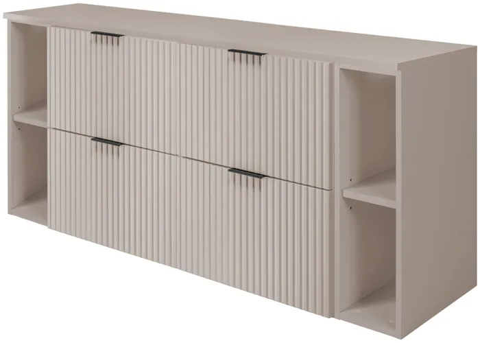 Meuble sous vasque FLOW CACHEMIRE 160 cm avec 2 x l'étagères - extensions et plan