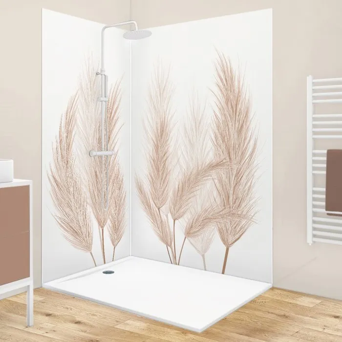 Lot de 2 panneaux de douche en aluminium (90x220 & 120x220 cm) + profilés blanc - Pampa - Marron