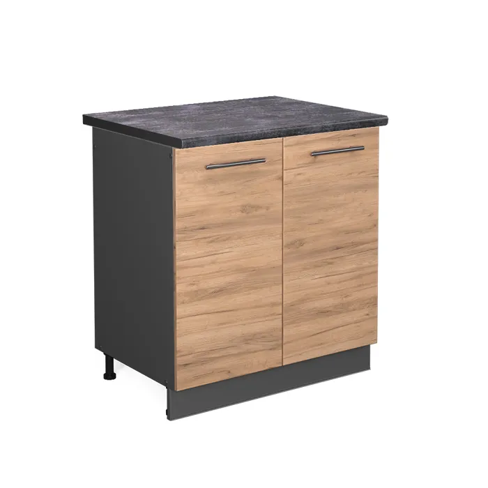 Vicco Meuble bas sous-évier Chêne de force doré 80cm, PT Anthracite