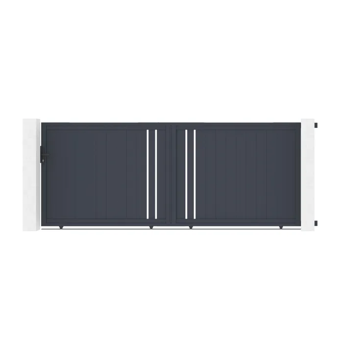 Portail coulissant 4x1,6m GIONA + 2 poteaux EIFEL H.190cm Gris