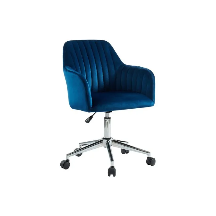 Chaise De Bureau - Velours - Bleu - Hauteur Réglable - Eleana