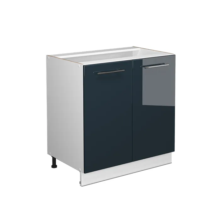 Vicco Meuble bas de cuisine Bleu foncé brillant/Blanc 80cm sans plan de travail