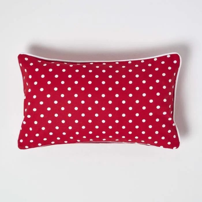 Housse De Coussin Rouge À Pois En Coton, 30x50cm - Homescapes