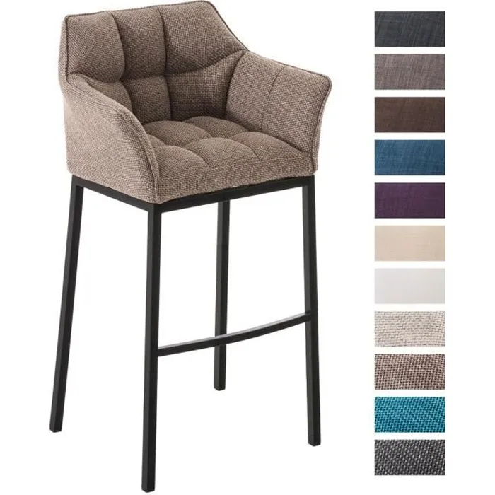 Tabouret De Bar Damaso B En Tissu Avec Structure À 4 Pieds Marron Terre