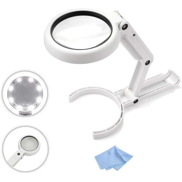 Lampe loupe à main ou de table 8 LED 5X / 11X
