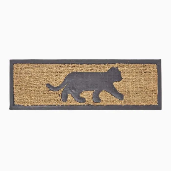 Paillasson coco et caoutchouc motif chat, 75 x 25 cm - HOMESCAPES