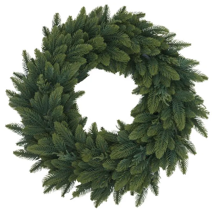 Couronne Décorative Artificielle De Noël 60 Cm Avec 4 Supports Pour Bougies Sapin Vert Polyéthylène 040009148