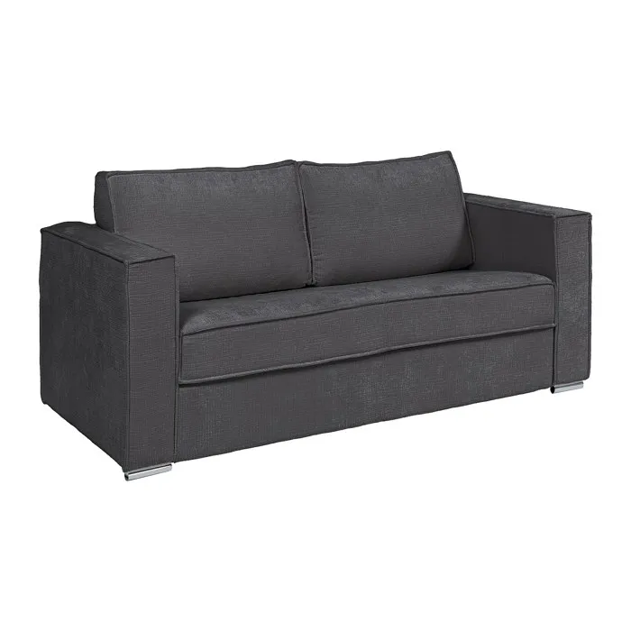 Canapé 4 places convertible express en tissu chenille gris anthracite - Couchage à lattes larges 160 cm - Matelas 18 cm LORETO