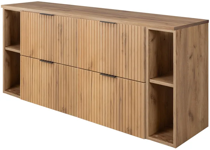 Meuble sous vasque FLOW CHÊNE 160 cm avec 2 x l'étagères - extensions et plan