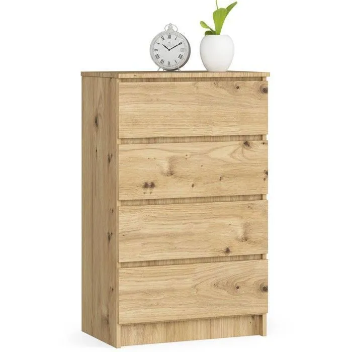 Commode Akord K60 Chêne Artisan 60 Cm 4 Tiroirs Façade Chêne Artisan 60x40x99 Cm