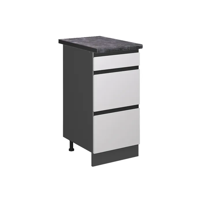 Vicco Meuble cuisine Blanc 40cm avec tiroirs, PT Anthracite