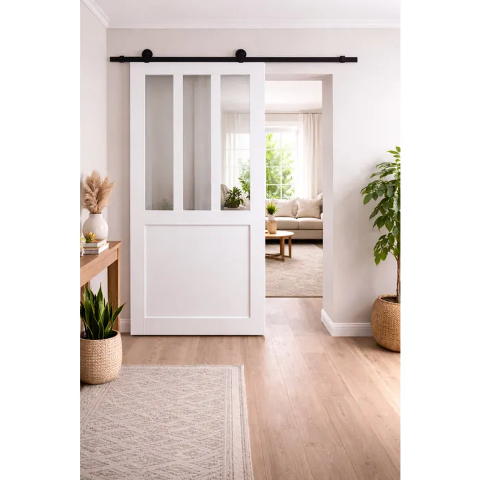 Porte Coulissante Atelier Blanc H204 X L73 Cm, Rail Roulettes Gd Menuiseries