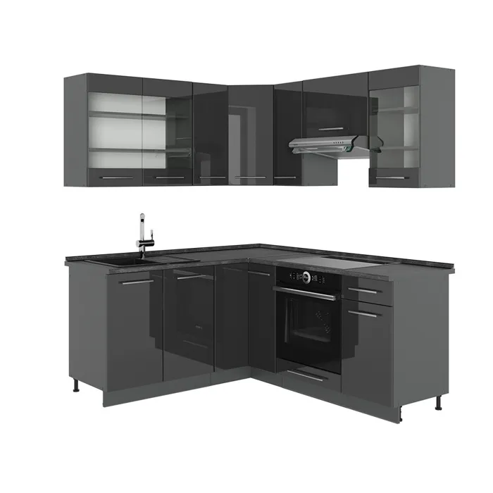 Vicco Cuisine en angle Anthracite Haute brillance/Anthracite 190 x 160 cm, PT Anthracite
