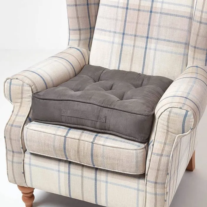 Coussin D'assise Rehausseur En Suédine Gris Foncé, 50x50x10cm - Homescapes