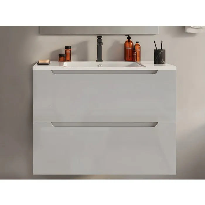 Meuble simple vasque suspendu - Blanc - 80 cm - STEFANIE