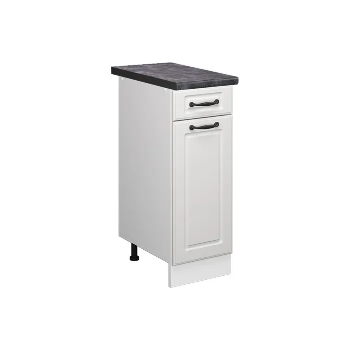 Vicco Meuble cuisine Blanc campagne/Blanc 30cm plan de travail Anthracite