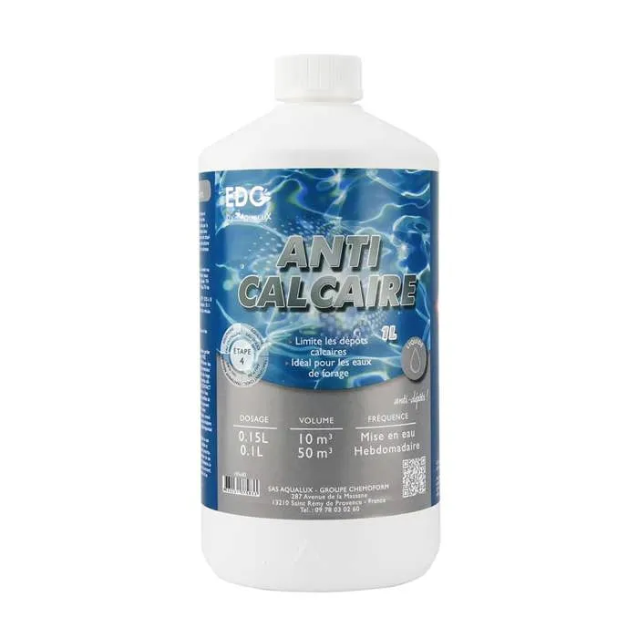Anticalcaire Piscine Spa Edg By Aqualux International 1 Litre Blanc Plastique