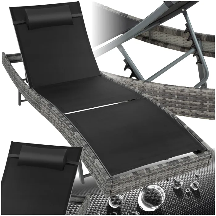 Chaise Longue En Rotin Moana Gris Tacheté