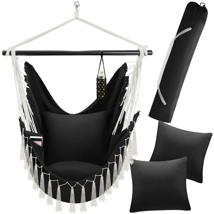 Fauteuil Suspendu Coussins D'assise Et De Dossier Extra Épais Noir