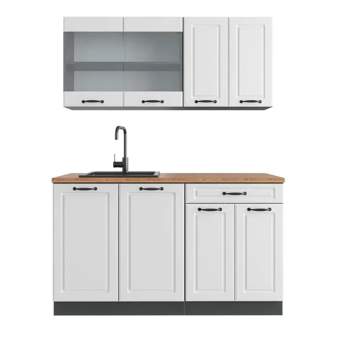 Vicco Cuisine Blanc cottage/anthracite 140cm, PT Chêne