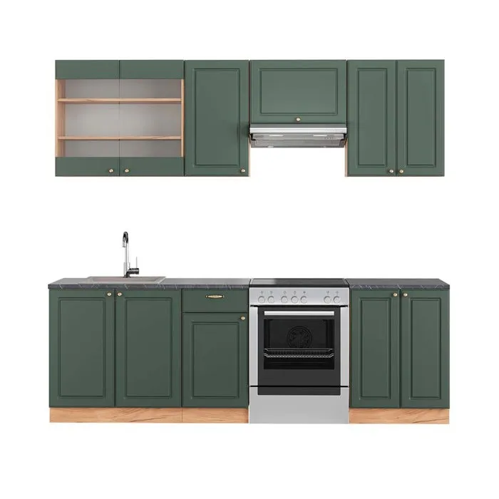 Vicco Cuisine Chêne vert et or/chêne doré 240cm, PT Anthracite