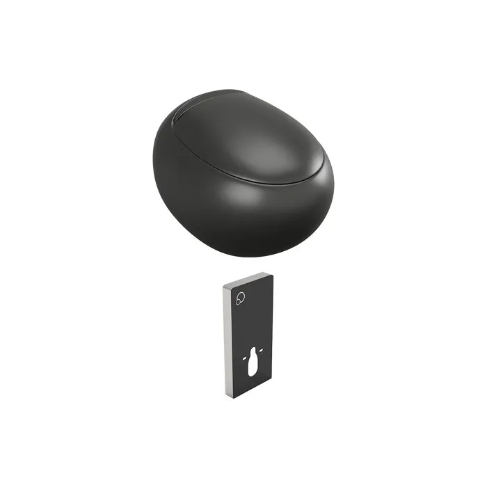 Pack WC suspendu en céramique noir mat avec bâti-support décoratif - HURO II