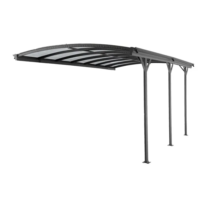 Extension pour carport pergola autoportant en aluminium - 1 voiture - L505 x H239 cm - 15,15 m² - Gris anthracite - BARESA