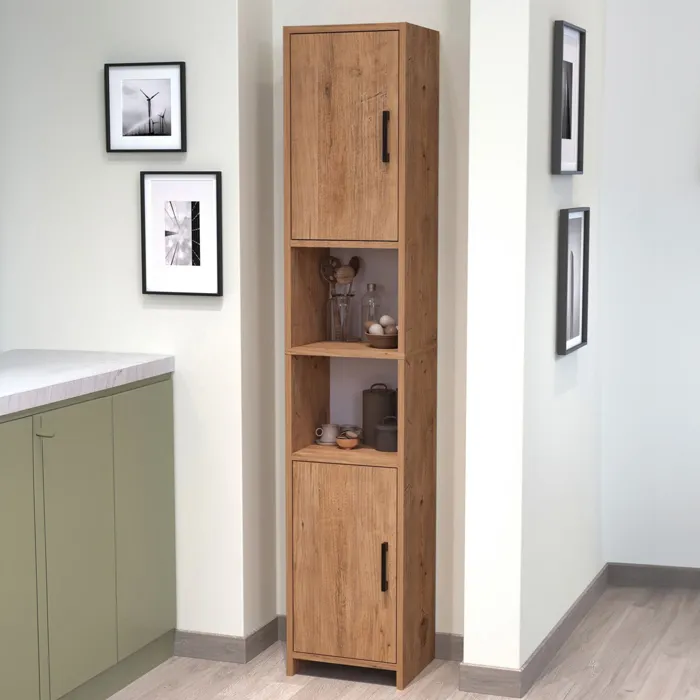 Meuble colonne de cuisine Rautrina 180 x 35 x 30 cm effet chêne en.casa