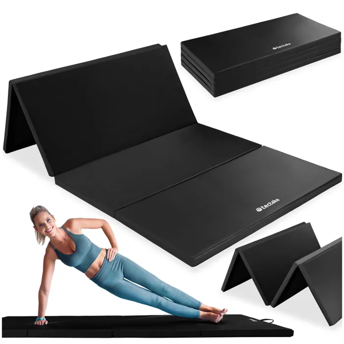 Tapis de gymnastique pliable extensible polyuréthane 240x120x5cm noir