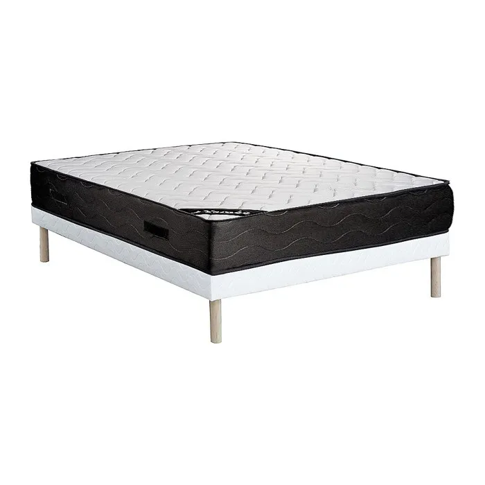 Ensemble 140 x 190 cm sommier tapissier + matelas ressorts ensachés 7 zones et mémoire de forme ép.24cm - MERISI de YSMÉE