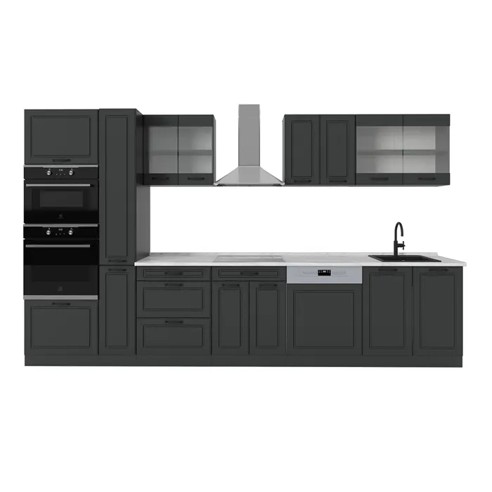 Vicco Cuisine Anthracite maison de campagne/anthracite 350cm, PT Marbre