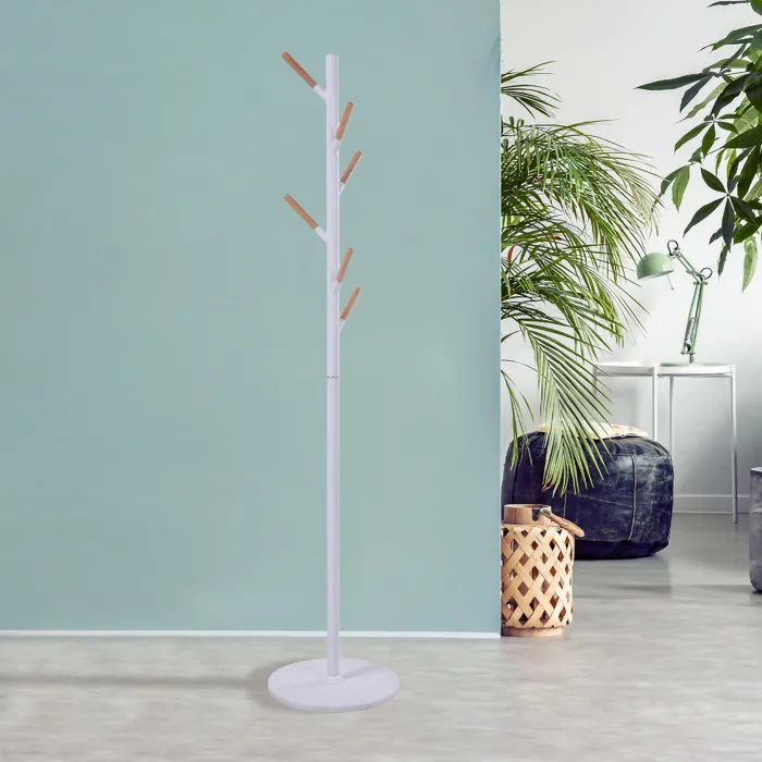 Portemanteau Nacka acier 172 x 37 cm blanc en.casa