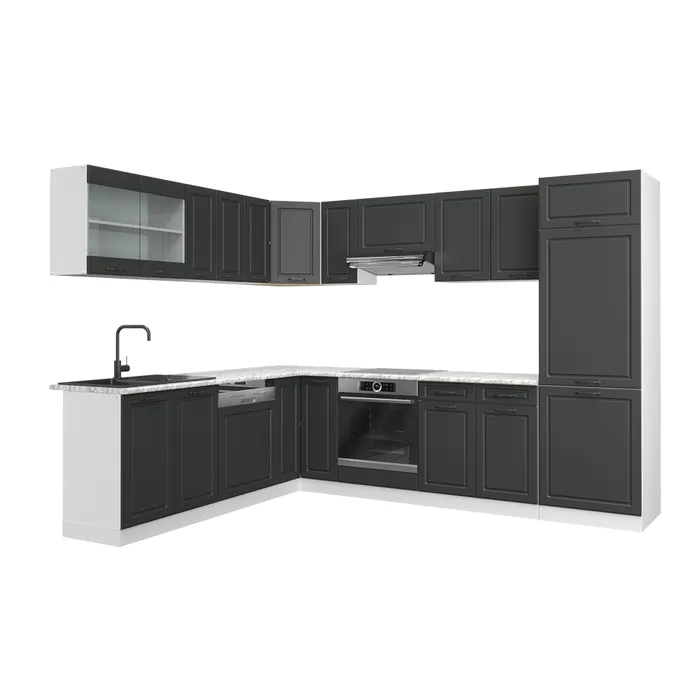 Vicco Cuisine en angle Anthracite campagne/Blanc 287 x 227 cm sans PT