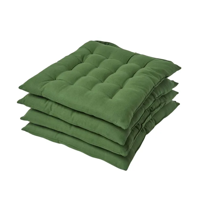 Galette De Chaise En 100% Coton 40x40cm Vert Foncé - Lot De 4 - Homescapes