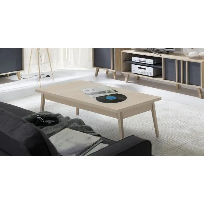 Meublorama - Table Basse Malmo Coloris Sonoma. Produit Idéal Pour Meubler Votre Salon. Style Contemporain.