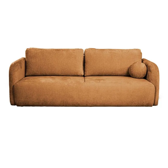 Drixy - Canapé 3 Places Convertible Avec Coffre En Tissu Orange
