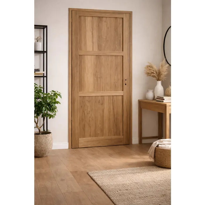 Bloc Porte Bois Frake 3 Panneaux H204 X L83 Cm Côte Tableau P.gauche Gd Menuiseries