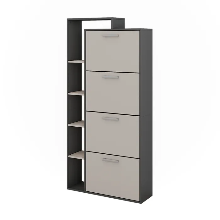Vicco Benne à chaussures Anthracite/gris 80x166.1cm avec 4 compartiments