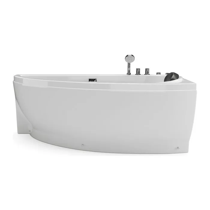 Baignoire balnéo asymétrique - 160 x 75 cm - Blanche - Angle droit - 1 place - TABANA